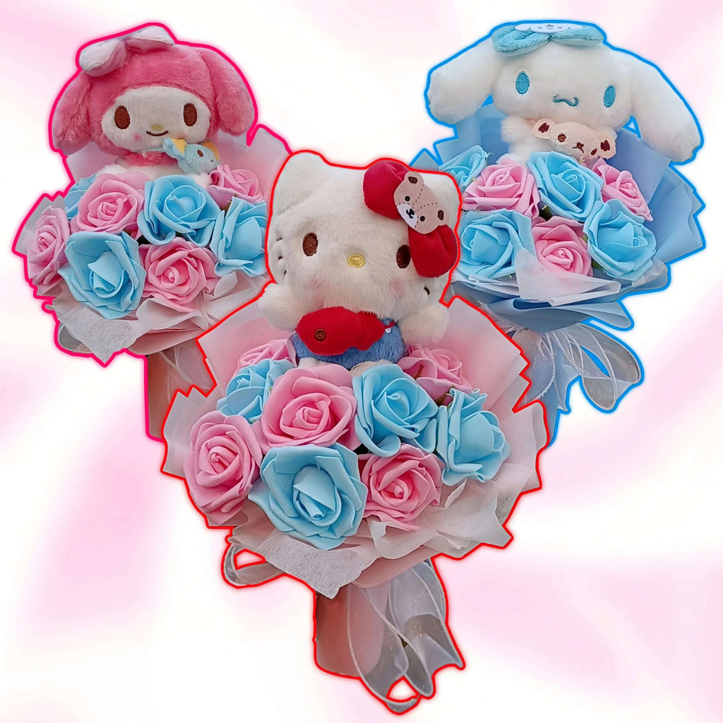Hello Kitty Pastel Roses Flower Bouquet
