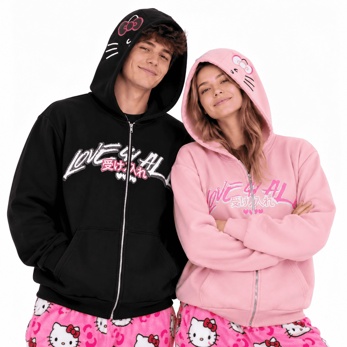 Hello Kitty Y2K Style Matching Zip-Up Hoodie