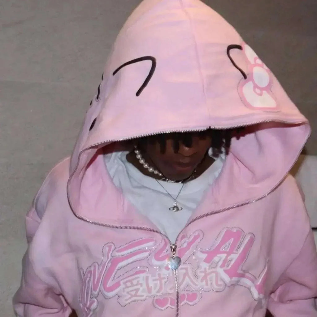Hello Kitty Y2K Style Matching Zip-Up Hoodie