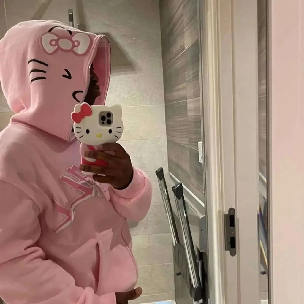 Hello Kitty Y2K Style Matching Zip-Up Hoodie