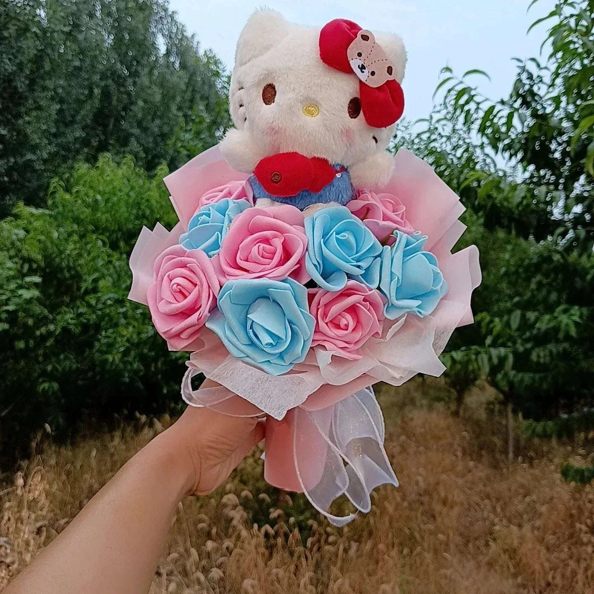 Hello Kitty Pastel Roses Flower Bouquet