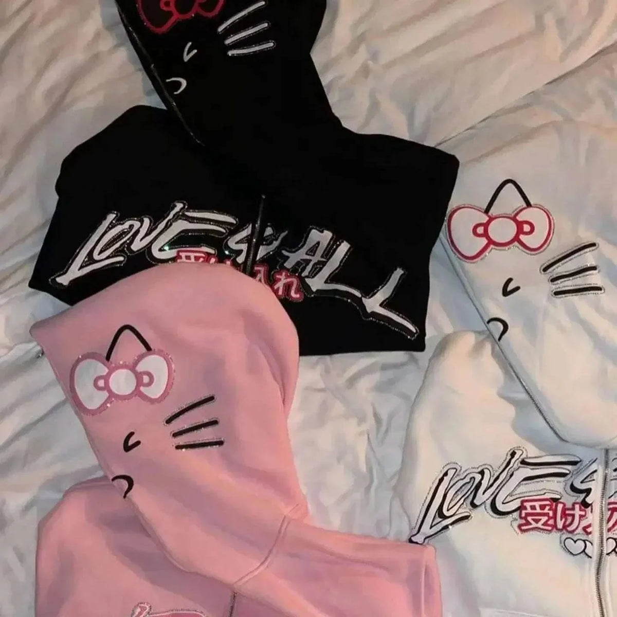 Hello Kitty Y2K Style Matching Zip-Up Hoodie