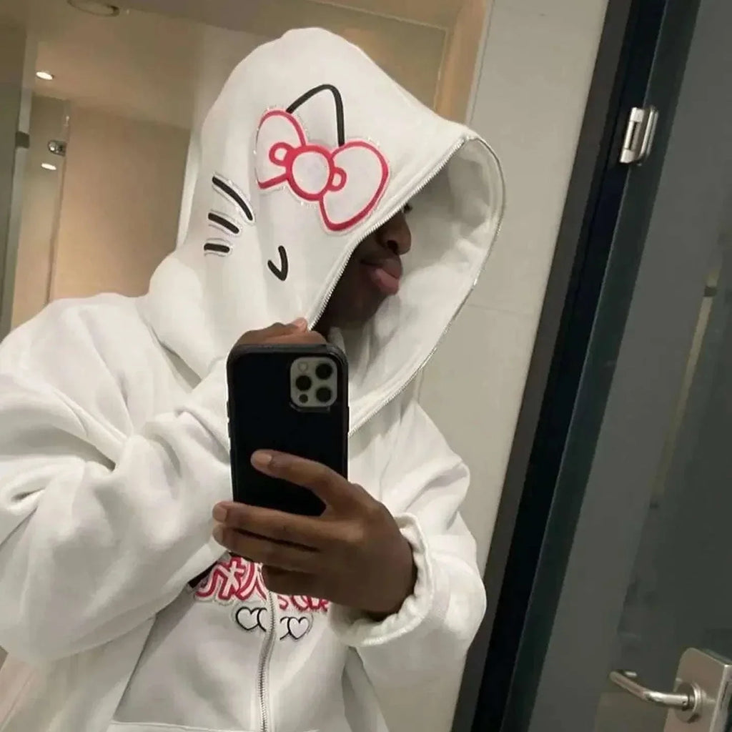 Hello Kitty Y2K Style Matching Zip-Up Hoodie